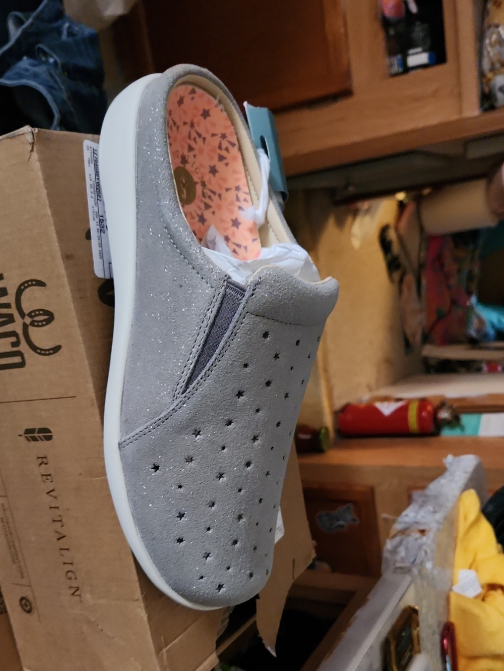REVITALIGN Glitter Star Slip-On Sneaker - Pink and Gray